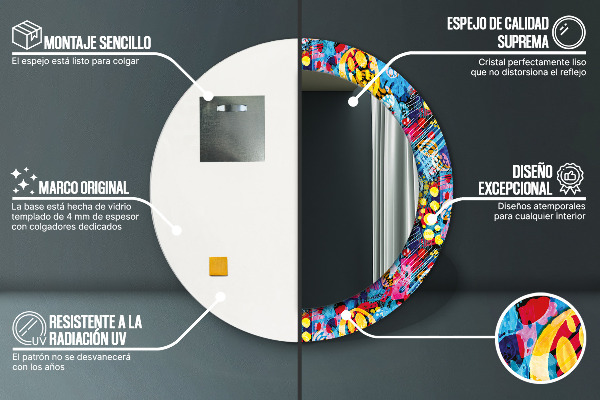 Lustro ścienne dekoracyjne okrągłe Kolorowe bazgroły