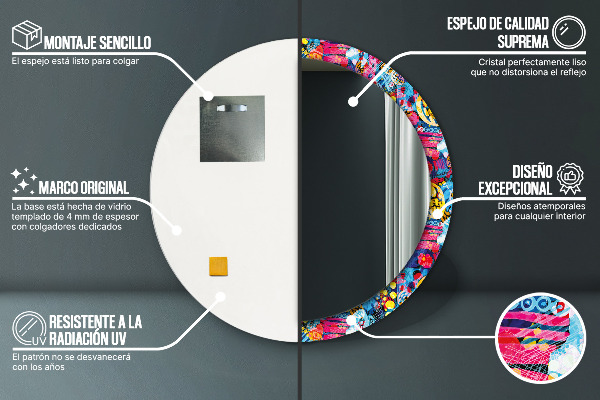 Lustro ścienne dekoracyjne okrągłe Kolorowe bazgroły