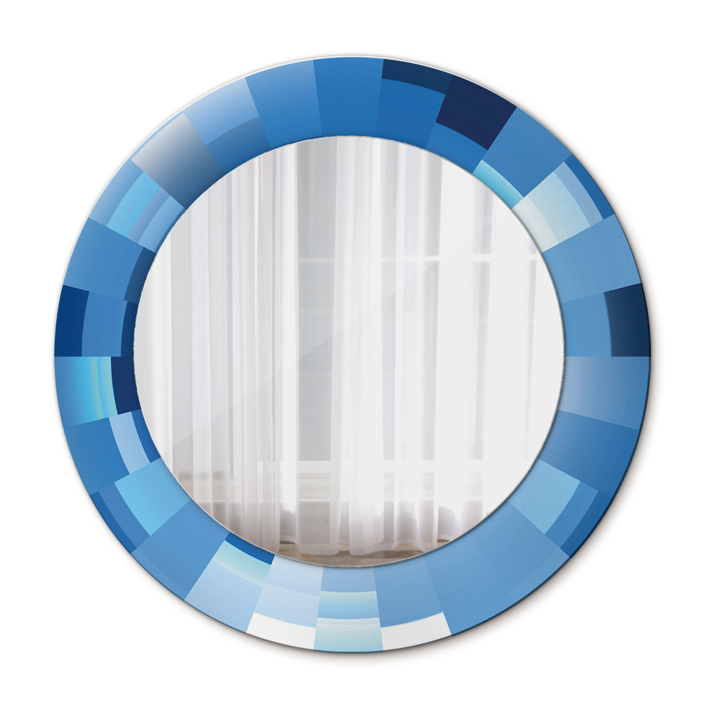 Lustro ścienne dekoracyjne okrągłe Niebieski abstrakcyjny