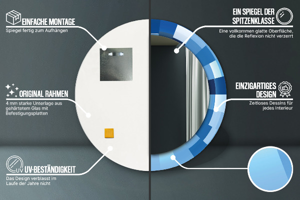 Lustro ścienne dekoracyjne okrągłe Niebieski abstrakcyjny
