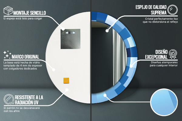 Lustro ścienne dekoracyjne okrągłe Niebieski abstrakcyjny