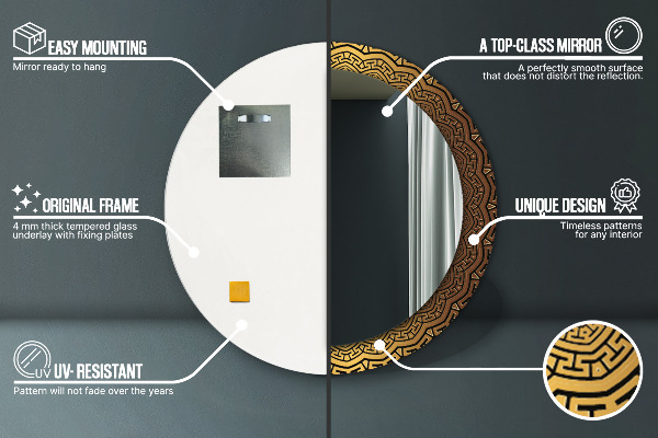 Lustro ścienne dekoracyjne okrągłe Grecki ornament