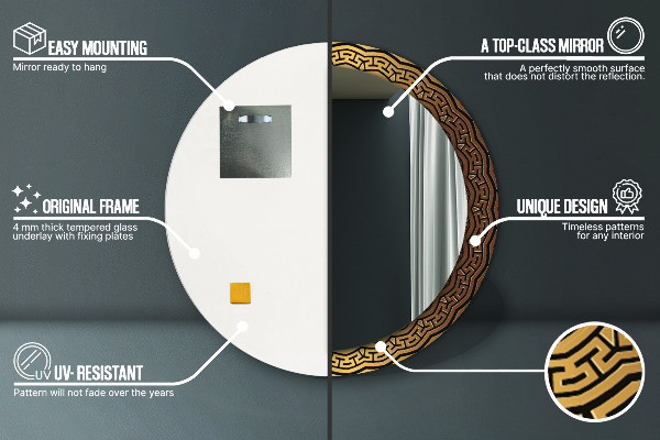 Lustro ścienne dekoracyjne okrągłe Grecki ornament