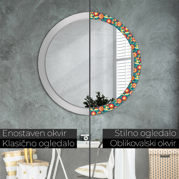 Lustro ścienne dekoracyjne okrągłe Geometryczne owoce i liście