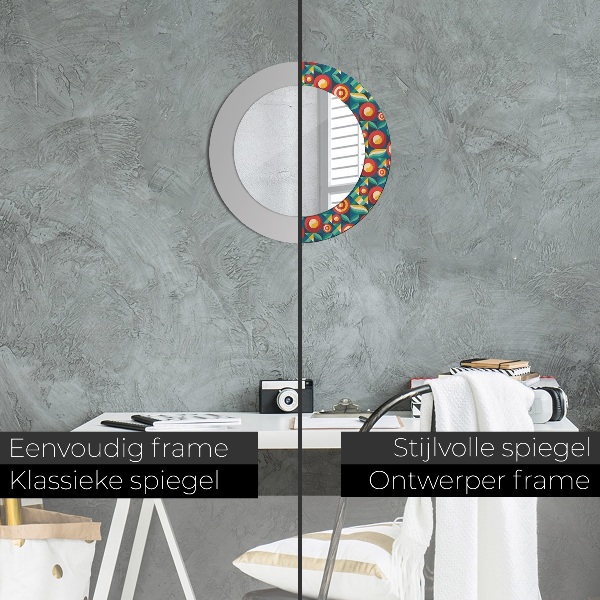 Lustro ścienne dekoracyjne okrągłe Geometryczne owoce i liście