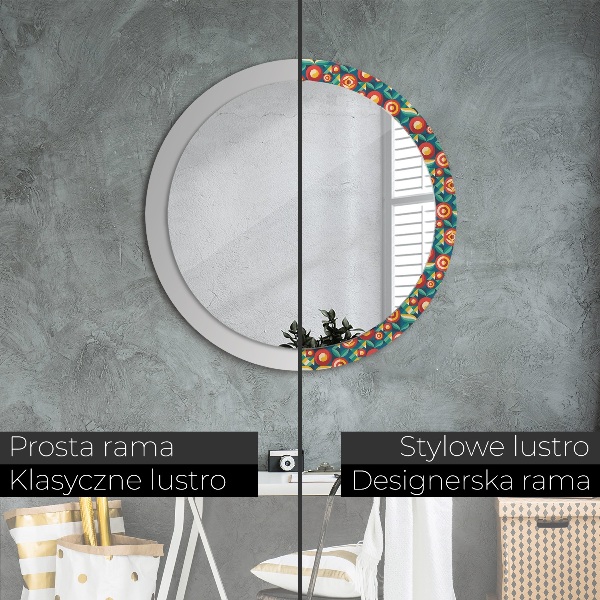 Lustro ścienne dekoracyjne okrągłe Geometryczne owoce i liście