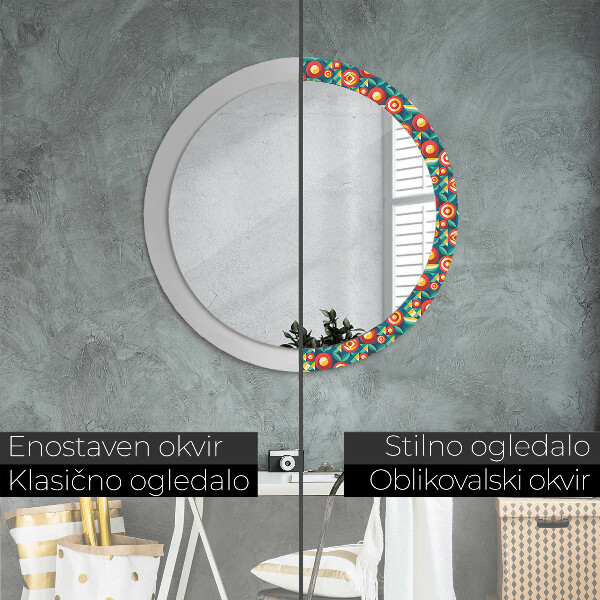 Lustro ścienne dekoracyjne okrągłe Geometryczne owoce i liście
