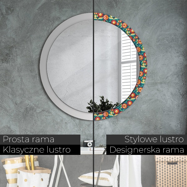 Lustro ścienne dekoracyjne okrągłe Geometryczne owoce i liście