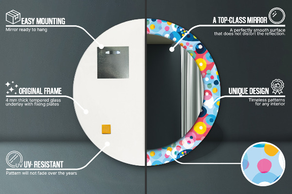 Lustro z drukowaną ramką okrągłe Kolorowe ciernie