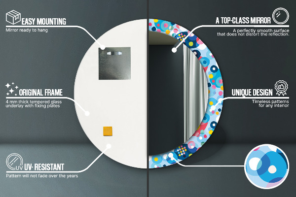 Lustro z drukowaną ramką okrągłe Kolorowe ciernie