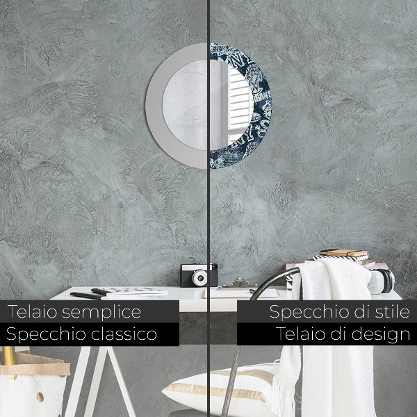 Lustro ramka z nadrukiem okrągłe Kolaż ny