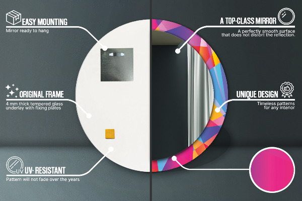 Lustro ramka z nadrukiem okrągłe Kompozycja geometryczna