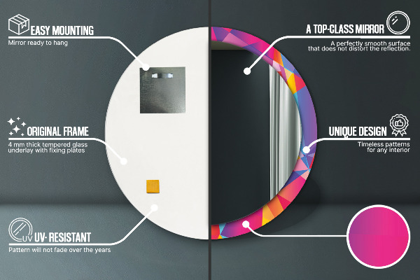 Lustro ramka z nadrukiem okrągłe Kompozycja geometryczna