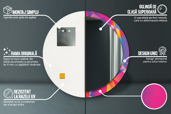Lustro ramka z nadrukiem okrągłe Kompozycja geometryczna