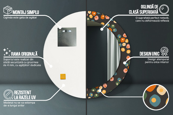 Lustro ramka z nadrukiem okrągłe Kropki kwiatów