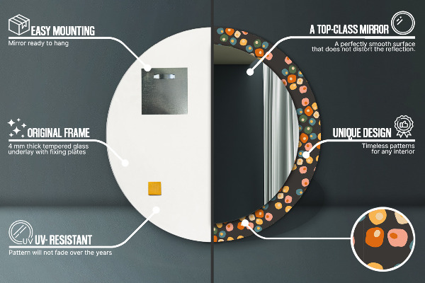 Lustro ramka z nadrukiem okrągłe Kropki kwiatów