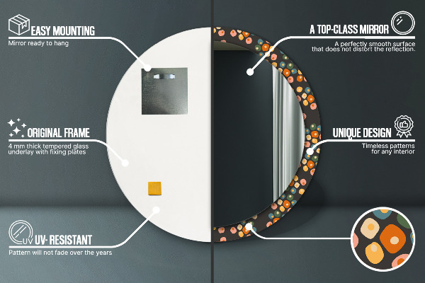 Lustro ramka z nadrukiem okrągłe Kropki kwiatów