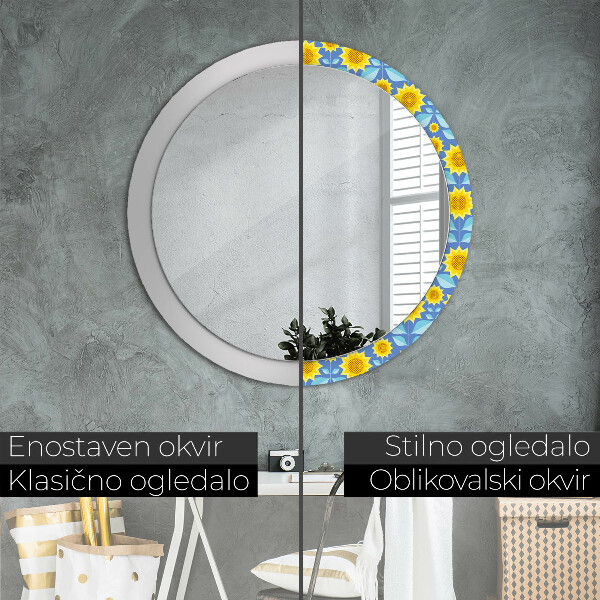 Lustro ścienne dekoracyjne okrągłe Geometryczne słoneczniki