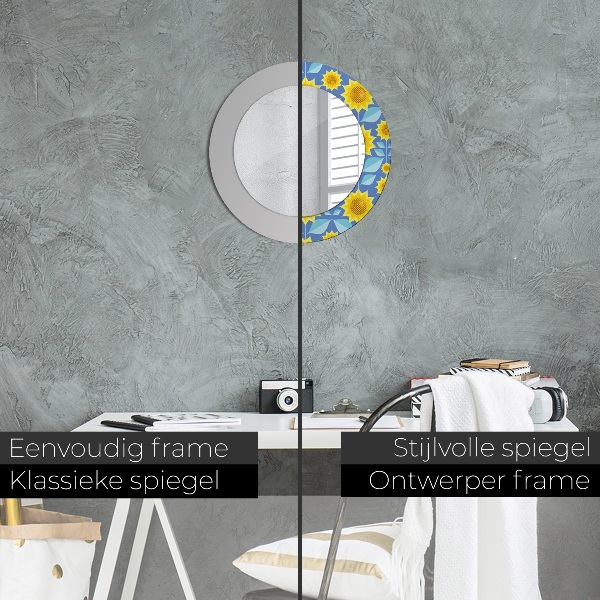 Lustro ścienne dekoracyjne okrągłe Geometryczne słoneczniki