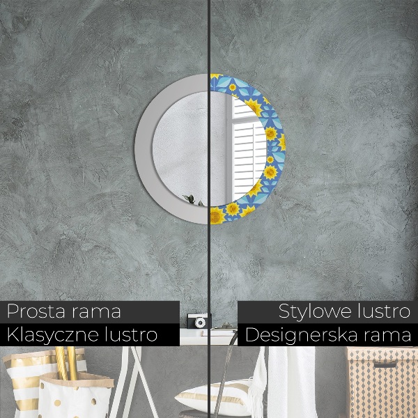 Lustro ścienne dekoracyjne okrągłe Geometryczne słoneczniki