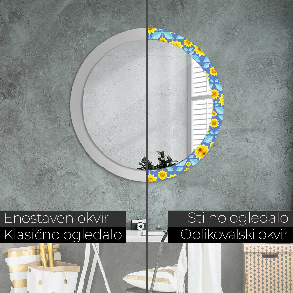 Lustro ścienne dekoracyjne okrągłe Geometryczne słoneczniki
