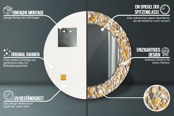 Lustro ścienne dekoracyjne okrągłe Wzór lastrykowy