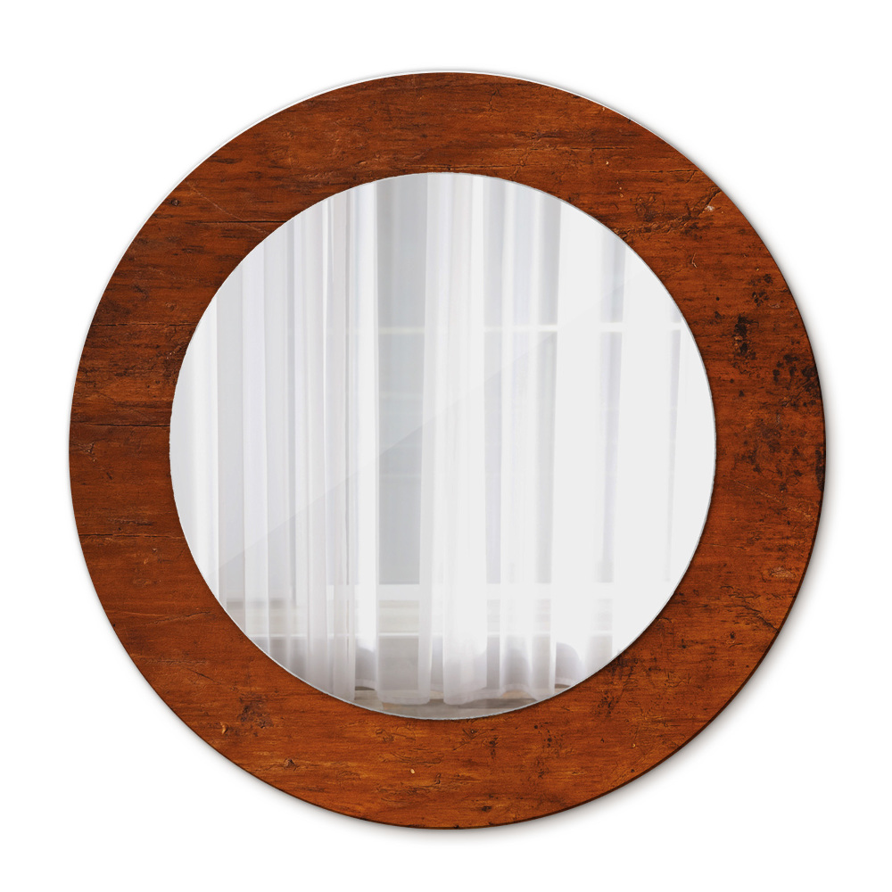 Lustro ramka z nadrukiem okrągłe Naturalne drewno
