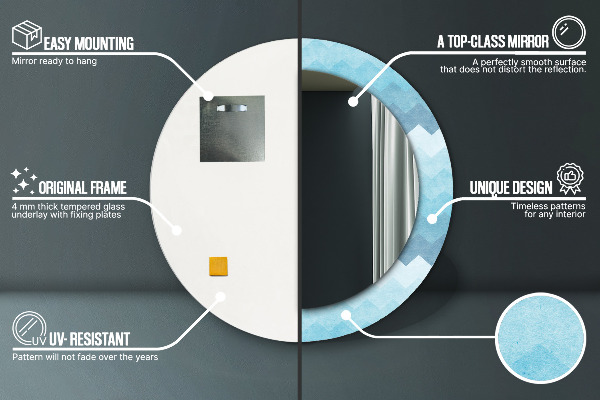 Lustro ramka z nadrukiem okrągłe Wzór szewronowy