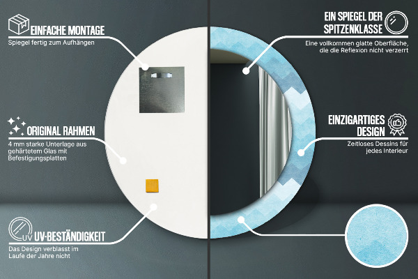 Lustro ramka z nadrukiem okrągłe Wzór szewronowy