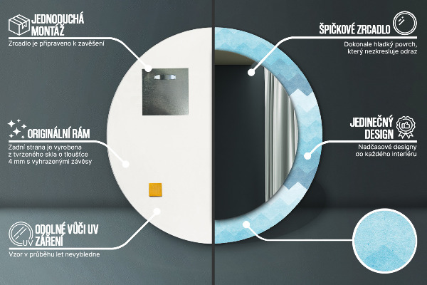 Lustro ramka z nadrukiem okrągłe Wzór szewronowy