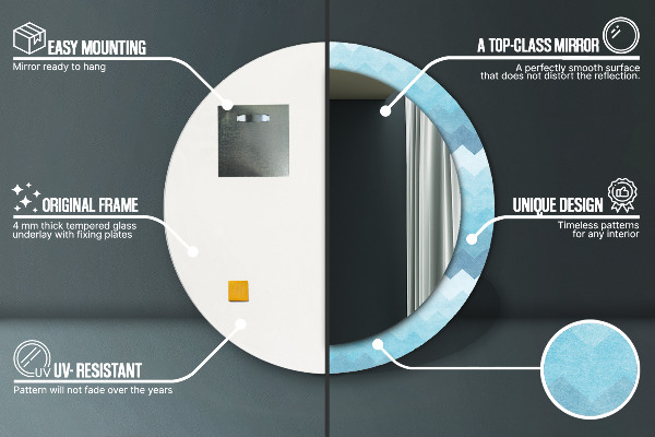 Lustro ramka z nadrukiem okrągłe Wzór szewronowy