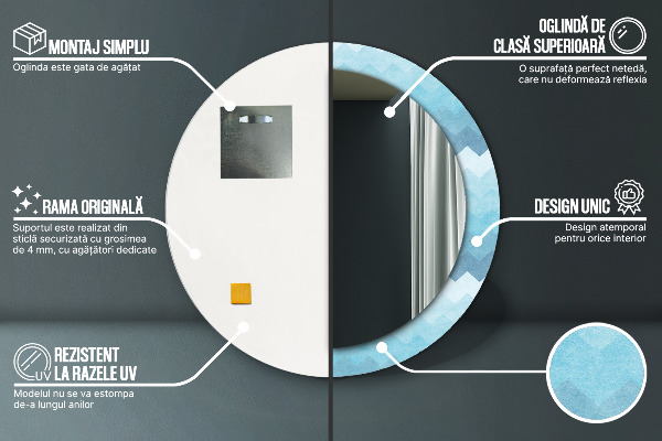 Lustro ramka z nadrukiem okrągłe Wzór szewronowy