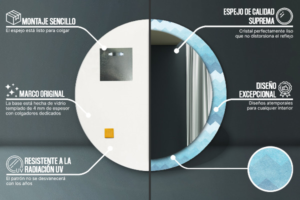 Lustro ramka z nadrukiem okrągłe Wzór szewronowy