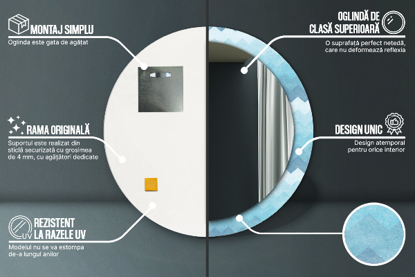 Lustro ramka z nadrukiem okrągłe Wzór szewronowy