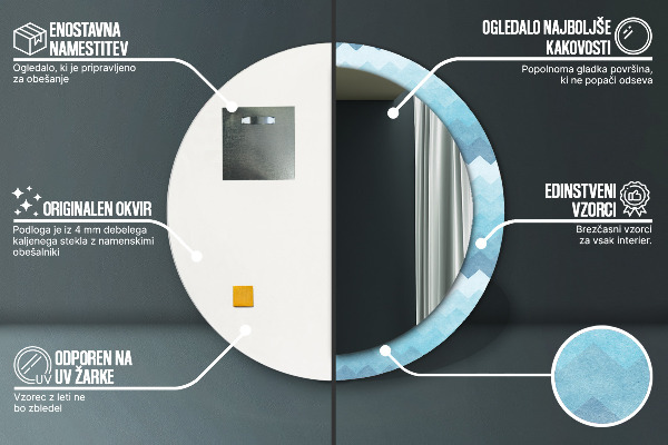 Lustro ramka z nadrukiem okrągłe Wzór szewronowy