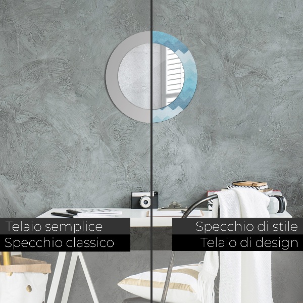 Lustro ramka z nadrukiem okrągłe Wzór szewronowy