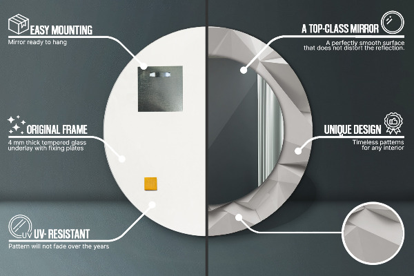 Lustro ramka z nadrukiem okrągłe Abstrakcyjny biały kryształ