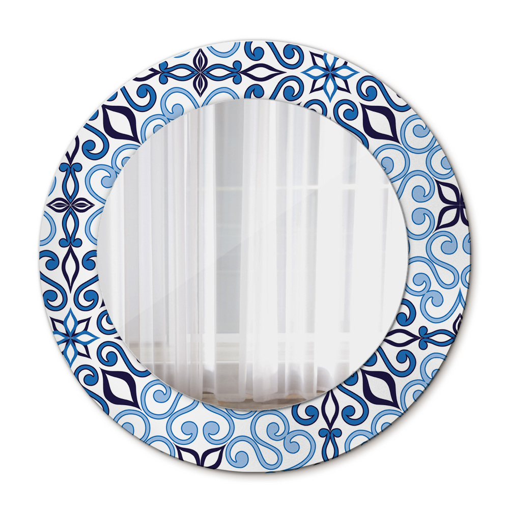 Lustro ścienne dekoracyjne okrągłe Niebieski arabski wzór