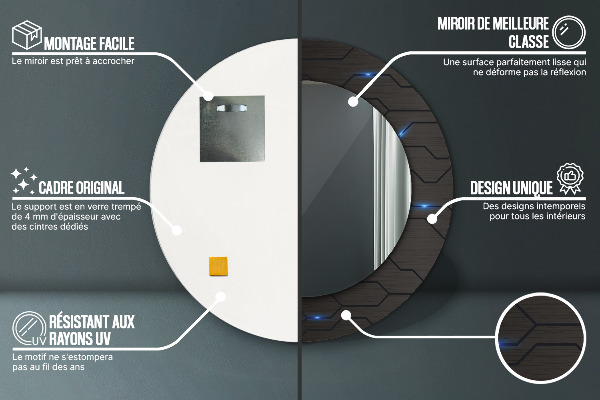 Lustro ścienne dekoracyjne okrągłe Futurystyczny abstrakcyjny