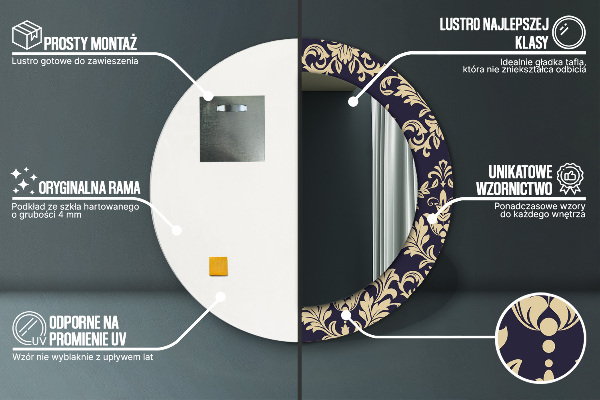 Lustro ścienne dekoracyjne okrągłe Kwiatowy wzór