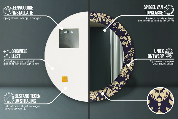 Lustro ścienne dekoracyjne okrągłe Kwiatowy wzór