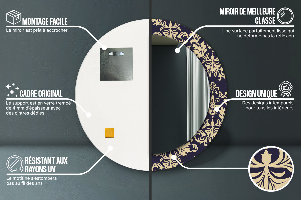 Lustro ścienne dekoracyjne okrągłe Kwiatowy wzór