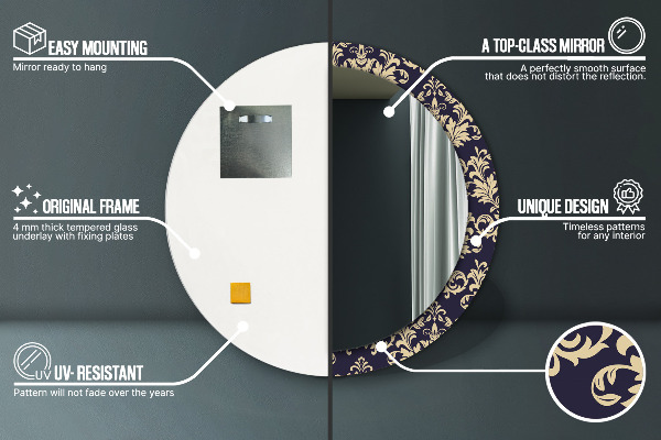 Lustro ścienne dekoracyjne okrągłe Kwiatowy wzór