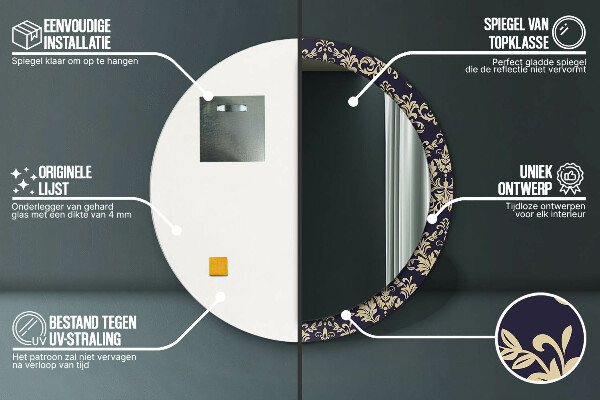 Lustro ścienne dekoracyjne okrągłe Kwiatowy wzór