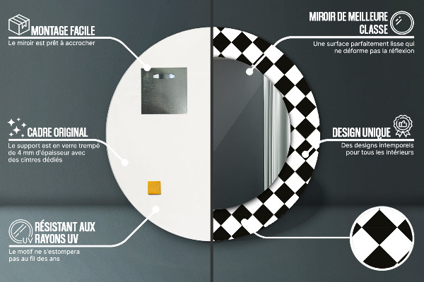 Lustro ścienne dekoracyjne okrągłe Szachy biurko