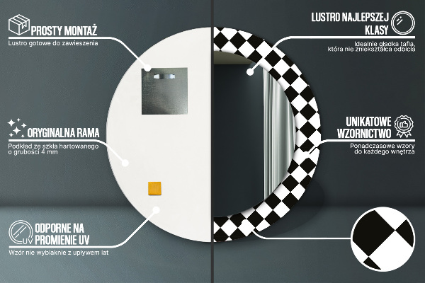 Lustro ścienne dekoracyjne okrągłe Szachy biurko