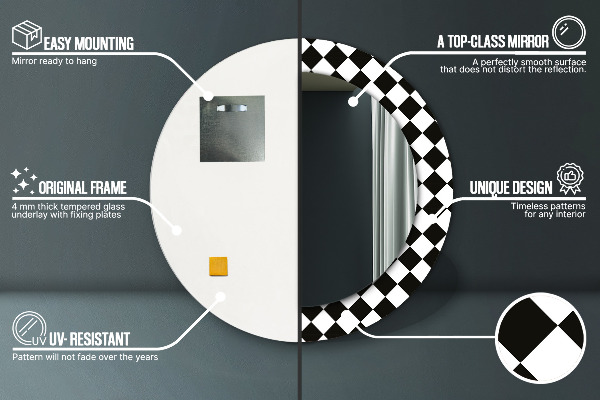 Lustro ścienne dekoracyjne okrągłe Szachy biurko