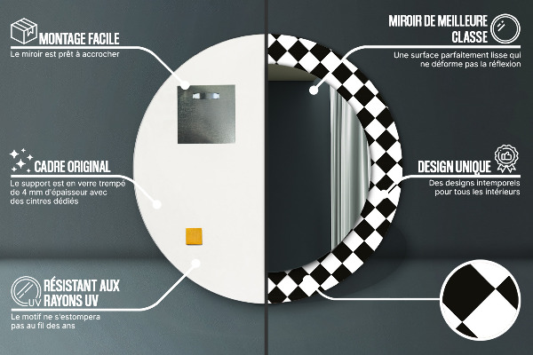 Lustro ścienne dekoracyjne okrągłe Szachy biurko