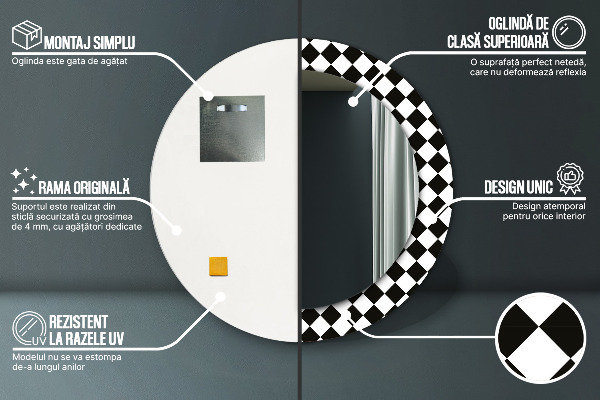 Lustro ścienne dekoracyjne okrągłe Szachy biurko