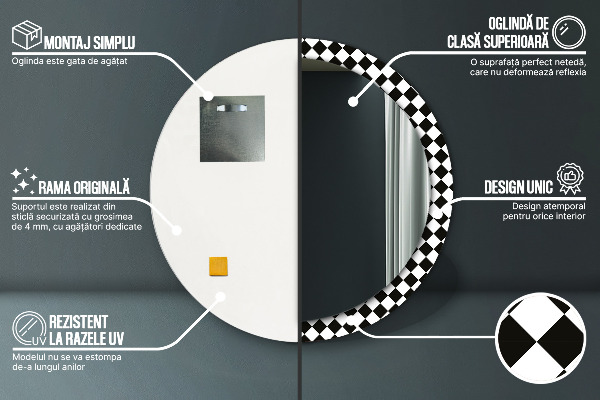 Lustro ścienne dekoracyjne okrągłe Szachy biurko